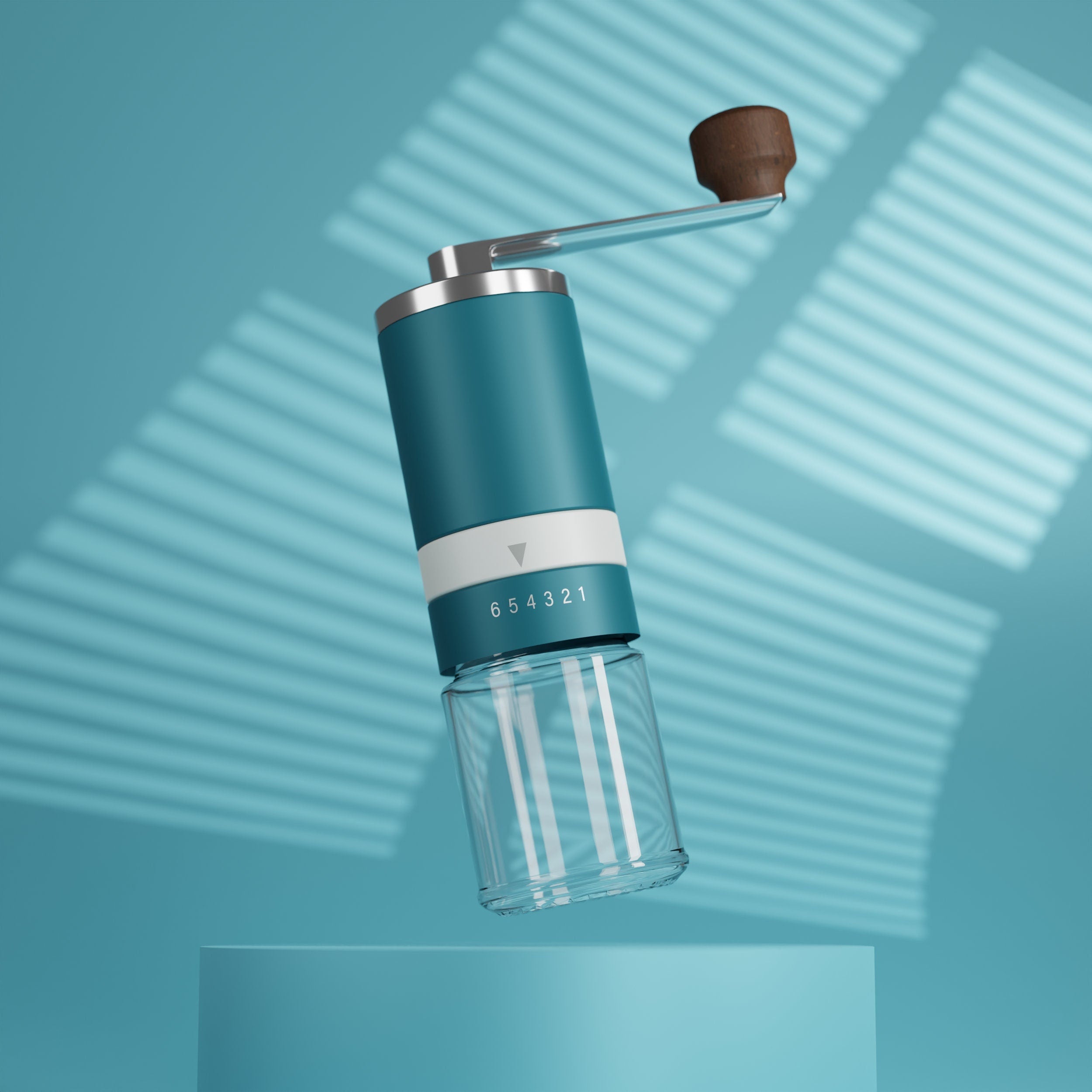 Blue Manual Ceramic Burr Coffee Grinder