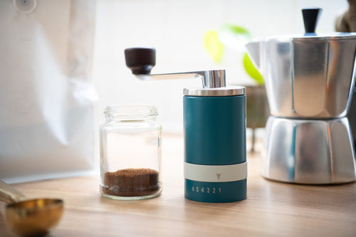 Blue Manual Ceramic Burr Coffee Grinder
